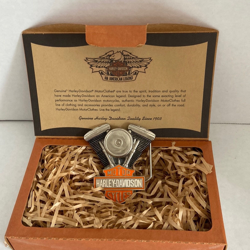 Harley Davidson belt buckle V twin. Pewter.